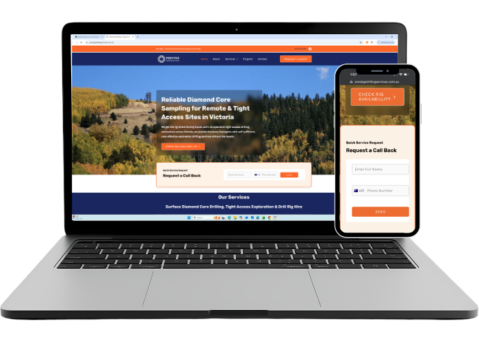Prestige Drilling Services Bendigo Local Business website created by kandlendeavours.com.au